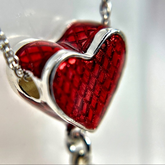 Yours Truly Sterling Silver Red Heart Necklace Made with Swarovski Crystal - NEW - Picture 5 of 11